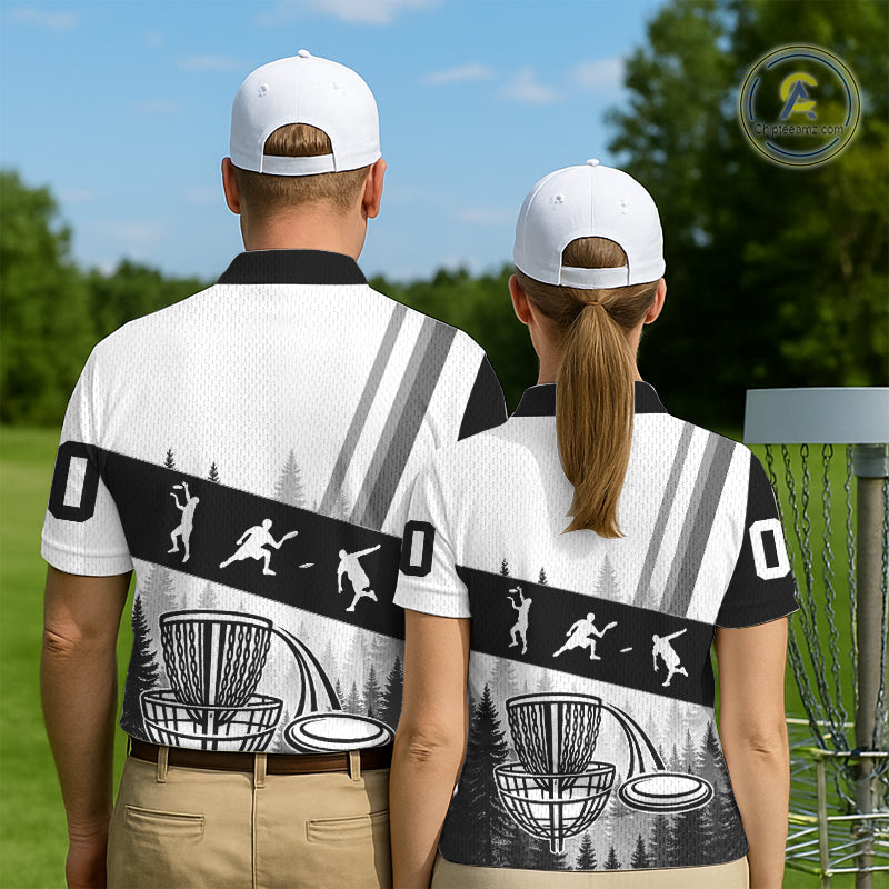 Mens Disc Golf Polo Shirts Black Camo Custom Name Disc Golf Team Shirts, Disc Golf Gifts NBT652