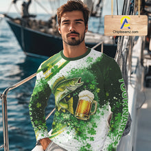 Load image into Gallery viewer, St Patrick Day Walleye Mens Long Sleeve Fishing Shirts UV Protetion, Walleye Fishing Shirts NBT384