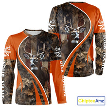 Load image into Gallery viewer, Custom Whitetail Deer Hunting Shirt 3D All Over Print with Orange Camo US Flag Hunting Gifts NBT253