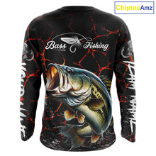 Load image into Gallery viewer, Personalized Bass Fishing Jerseys, Bass Fishing Camo Long Sleeve Fishing Tournament Shirts NBT873