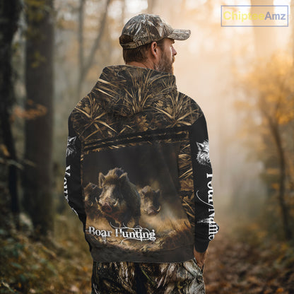 Wild Boar Hunting 3D Full Printing Personalized Camo Shirts for Boar Hunters, Boar Hunting Gifts NBT172