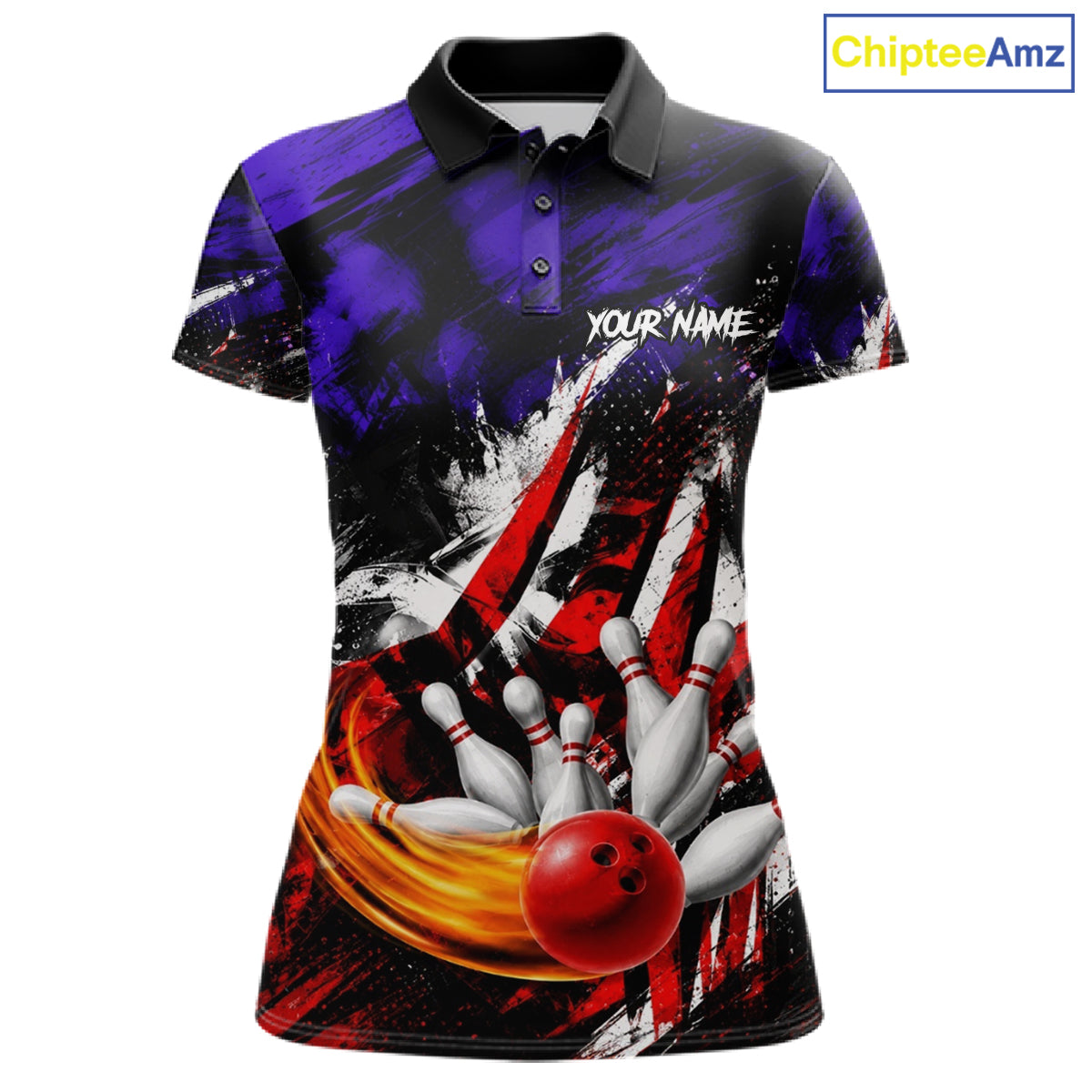Custom Bowling Quarter Zip Shirt For Women USA Flag Bowling Jersey Polo & 1/4 Zip Bowling Team Shirts NBT880