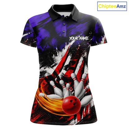 Custom Bowling Quarter Zip Shirt For Women USA Flag Bowling Jersey Polo & 1/4 Zip Bowling Team Shirts NBT880