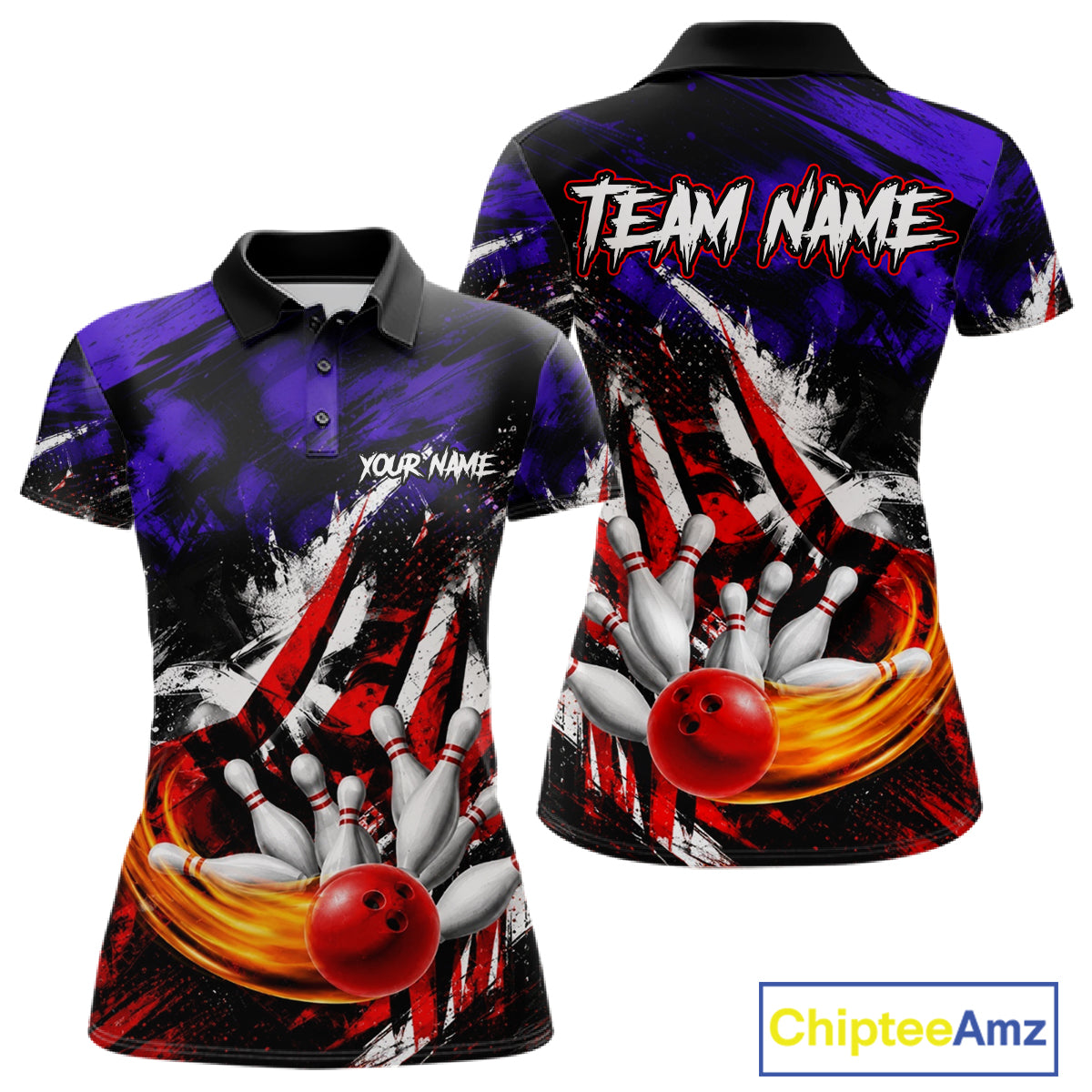 Custom Bowling Quarter Zip Shirt For Women USA Flag Bowling Jersey Polo & 1/4 Zip Bowling Team Shirts NBT880