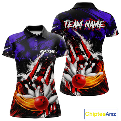 Custom Bowling Quarter Zip Shirt For Women USA Flag Bowling Jersey Polo & 1/4 Zip Bowling Team Shirts NBT880