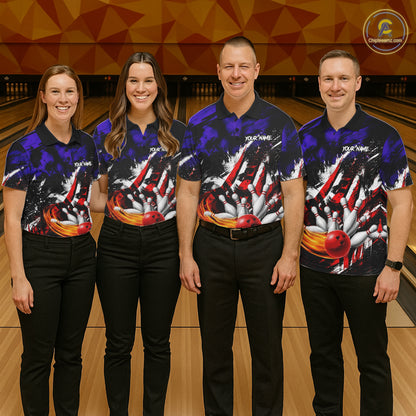 Custom Bowling Quarter Zip Shirt For Men USA Flag Bowling Jersey Polo & 1/4 Zip Bowling Team Shirts NBT880
