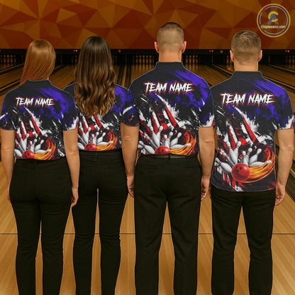 Custom Bowling Quarter Zip Shirt For Men USA Flag Bowling Jersey Polo & 1/4 Zip Bowling Team Shirts NBT880