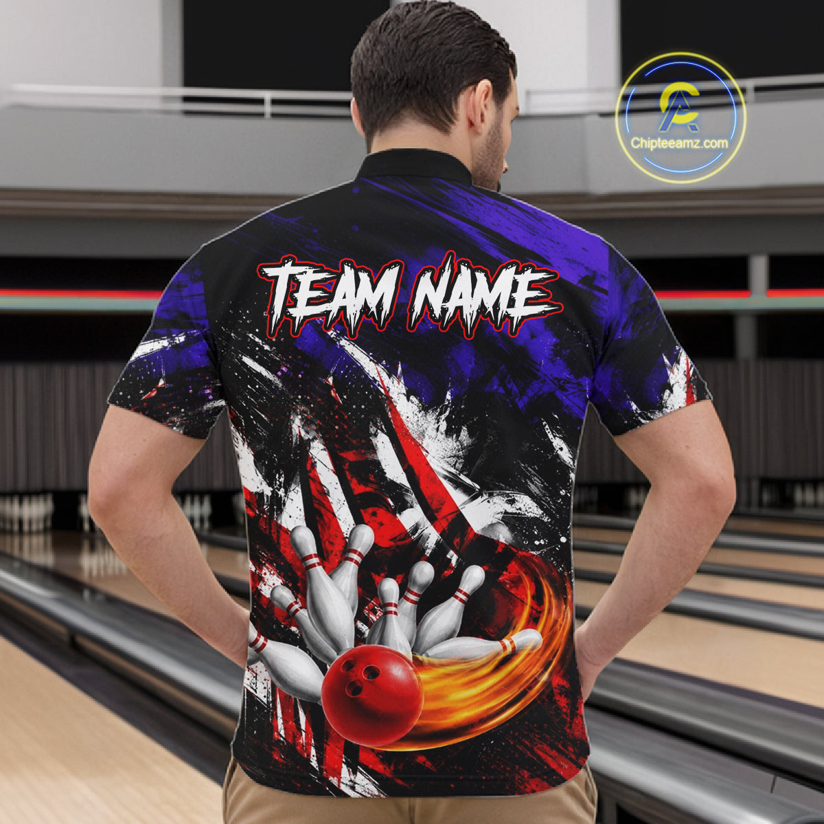 Custom Bowling Quarter Zip Shirt For Men USA Flag Bowling Jersey Polo & 1/4 Zip Bowling Team Shirts NBT880