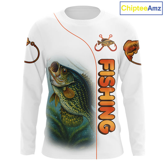 Crappie Fishing White Fishing Team Crappie Custom Name Long Sleeve UV Protection Fishing Shirts NBT550