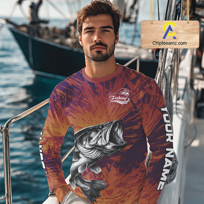 Personalized Bass Fishing Shirts For Men Dawn Camo, Bass Long Sleeve Hooded Fishing Shirts NBT444