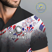 Load image into Gallery viewer, Close-up of America 250th Anniversary mens golf polo shirt collar and buttons
