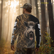 Load image into Gallery viewer, Custom Boar Hunting Brown Camo Shirts for Men, Hunting Gifts, Camouflage Boar Hunting Shirt NBT267