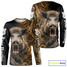 Load image into Gallery viewer, Custom Boar Hunting Brown Camo Shirts for Men, Hunting Gifts, Camouflage Boar Hunting Shirt NBT267