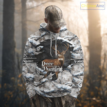Load image into Gallery viewer, Whitetail Deer Hunting Shirts Custom Name Snow Camo, Deer Season Hunting Clothes For Men NBT273