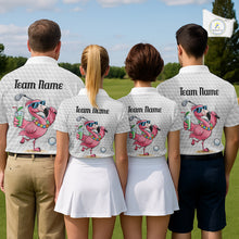 Load image into Gallery viewer, Golf Polo Shirts For Men Funny Flamingo Golf Ball Pattern Custom Name, Golf Gifts NBT566