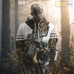 Black Lab Retriever Mallard Duck Hunting Camouflage Shirts, Duck Hunting Camo Shirt NBT199