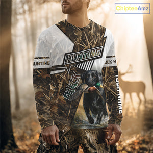 Black Lab Retriever Mallard Duck Hunting Camouflage Shirts, Duck Hunting Camo Shirt NBT199