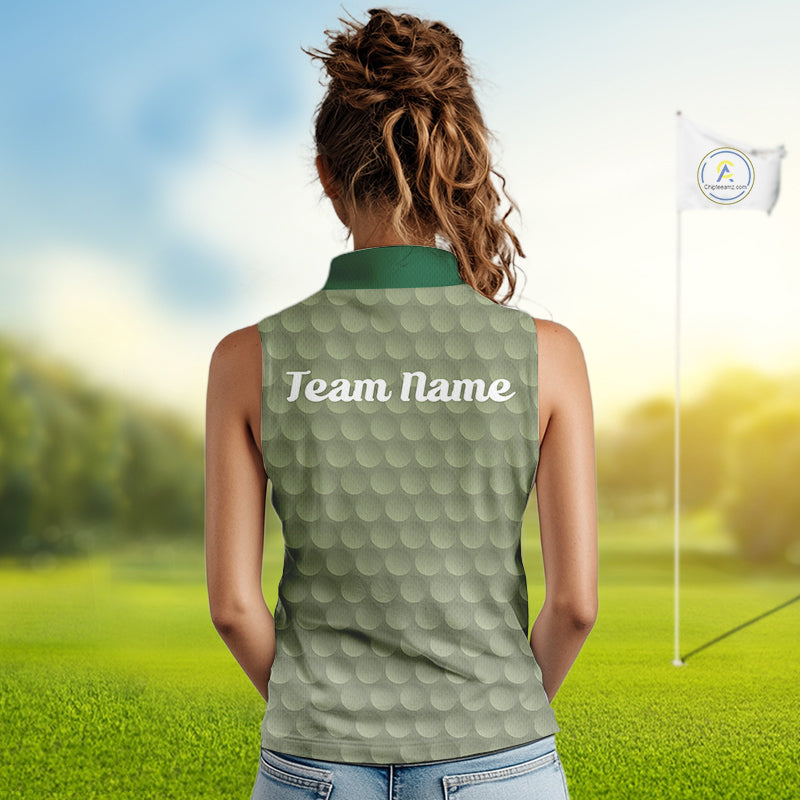 woman in funny golf balls womens sleeveless green golf polo shirt with team name 