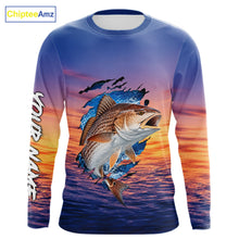 Load image into Gallery viewer, Redfish Fishing Sunset Custom Fishing Long Sleeve Shirt, Redfish Offshore Fishing Apparel NBT855