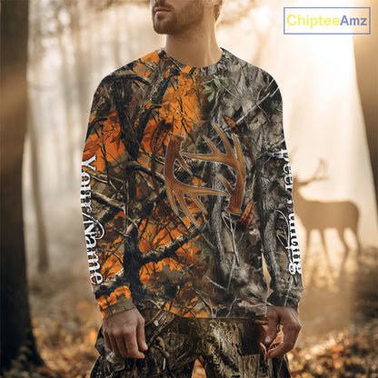 Deer Hunting Full Camo Printing Custom Name Shirts, Best Deer Hunting Clothes for Men NBT154