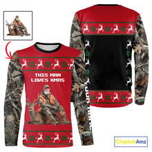 Load image into Gallery viewer, The Season Gifts For Deer Hunting Lovers Hunters Personalized Photo Ugly Hunting Christmas Shirt NBT300
