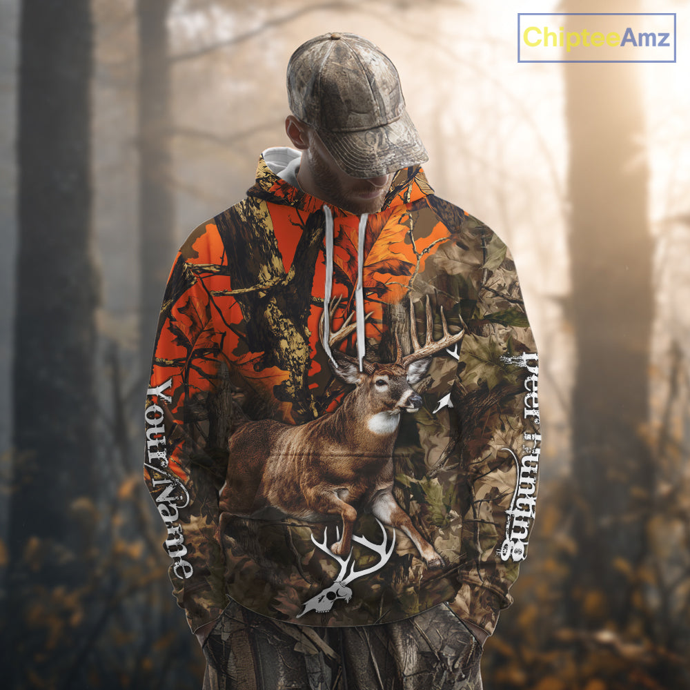 Personalized Whitetail Deer Hunting Camo Full Printing Shirts Deer Hunting Gift for Hunters NBT272