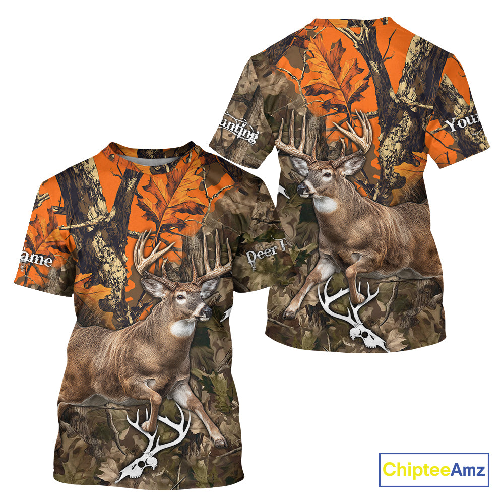 Personalized Whitetail Deer Hunting Camo Full Printing Shirts Deer Hunting Gift for Hunters NBT272