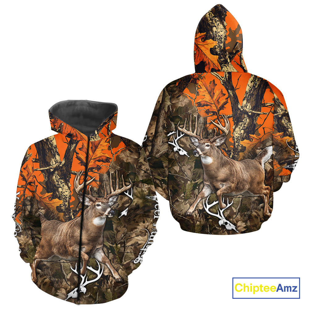 Personalized Whitetail Deer Hunting Camo Full Printing Shirts Deer Hunting Gift for Hunters NBT272