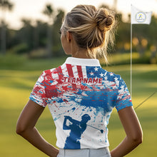 Load image into Gallery viewer, American Flag Golf Polo Shirt Custom Womens Golf Shirts US Flag Golf Polo Shirt NBT568