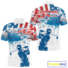 Load image into Gallery viewer, American Flag Golf Polo Shirt Custom Mens Golf Shirts US Flag Golf Polo Shirt NBT568