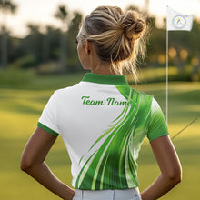 Load image into Gallery viewer, Womens Golf Polo Shirt Green And White Custom Golf Shirts For Team Personalized Golf Gifts NBT570