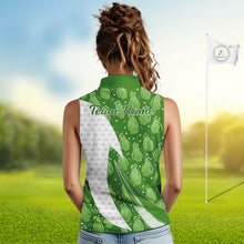 Load image into Gallery viewer, Green Golf Pattern Sleeveless Polo Golf Shirt For Women Custom Ladies Golf Clothes, Best Golf Gifts NBT572