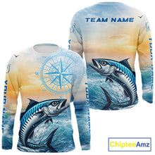 Load image into Gallery viewer, King Mackerel Fishing Sunset Custom Fishing Long Sleeve Shirt, Compass Offshore Fishing Apparel NBT586
