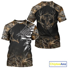 Load image into Gallery viewer, Whitetail Deer Hunting Shirts Personalized Black US Flag Camouflage, Best Gifts for Deer Hunters NBT275