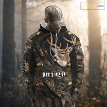 Load image into Gallery viewer, Personalized Whitetail Deer Hunting 3D All Over Printed Hoodie Brown Autumn Leaves Camo NBT276