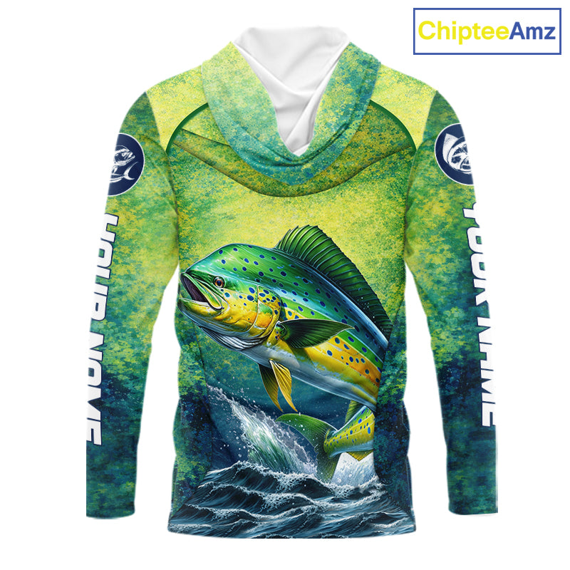 Custom Mahi Mahi Fishing Shirts For Team, Custom Saltwater Fishing Shirts|Green NBT468