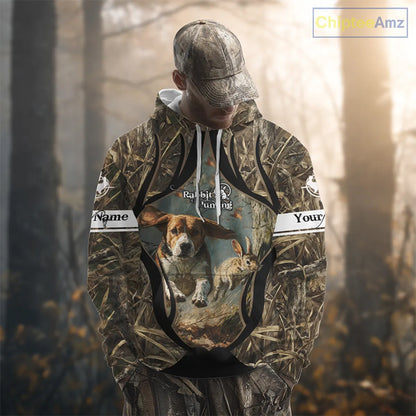 Personalized Rabbit Hunting Beagle Dog 3D All Over Printed Shirts, Hunting Clothes for Men NBT326