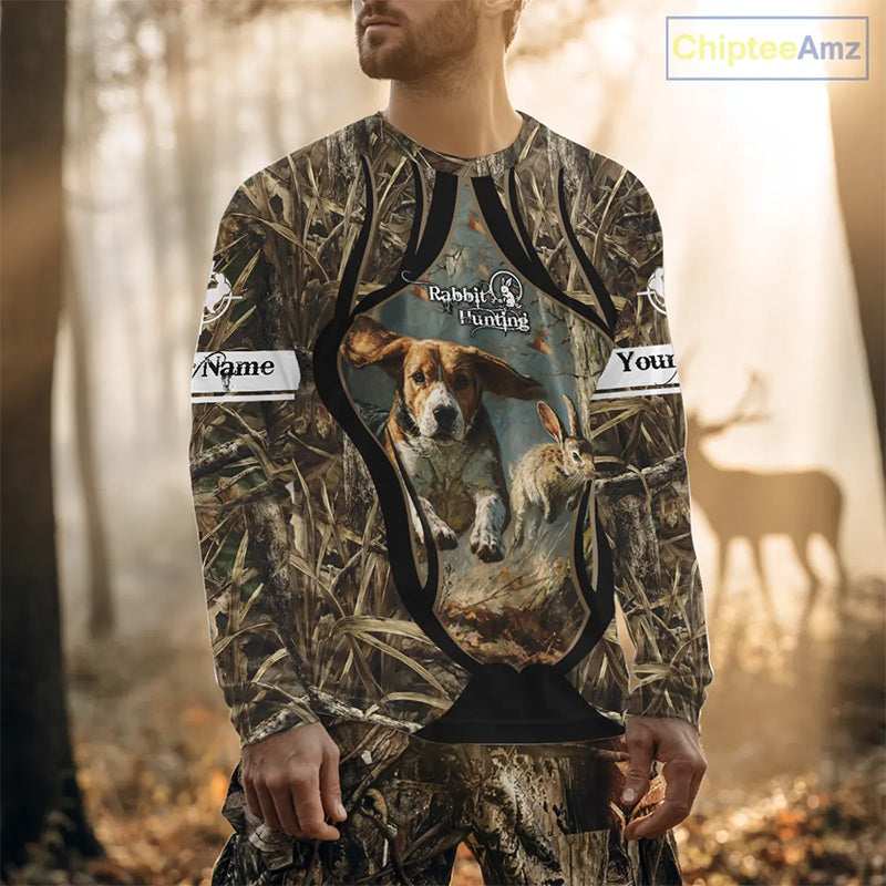 Personalized Rabbit Hunting Beagle Dog 3D All Over Printed Shirts, Hunting Clothes for Men NBT326