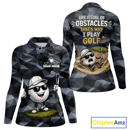 Funny Womens Golf Polo Shirts Custom Golf Ball Camo Pattern Golf Outfits, Best Golf Gifts NBT836