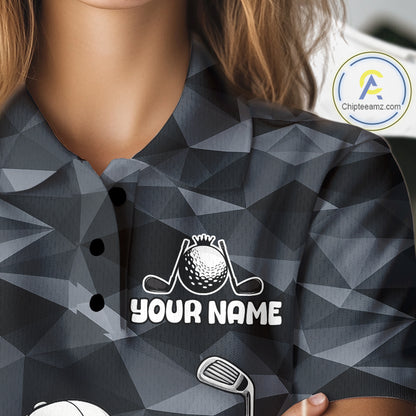 Funny Womens Golf Polo Shirts Custom Golf Ball Camo Pattern Golf Outfits, Best Golf Gifts NBT836