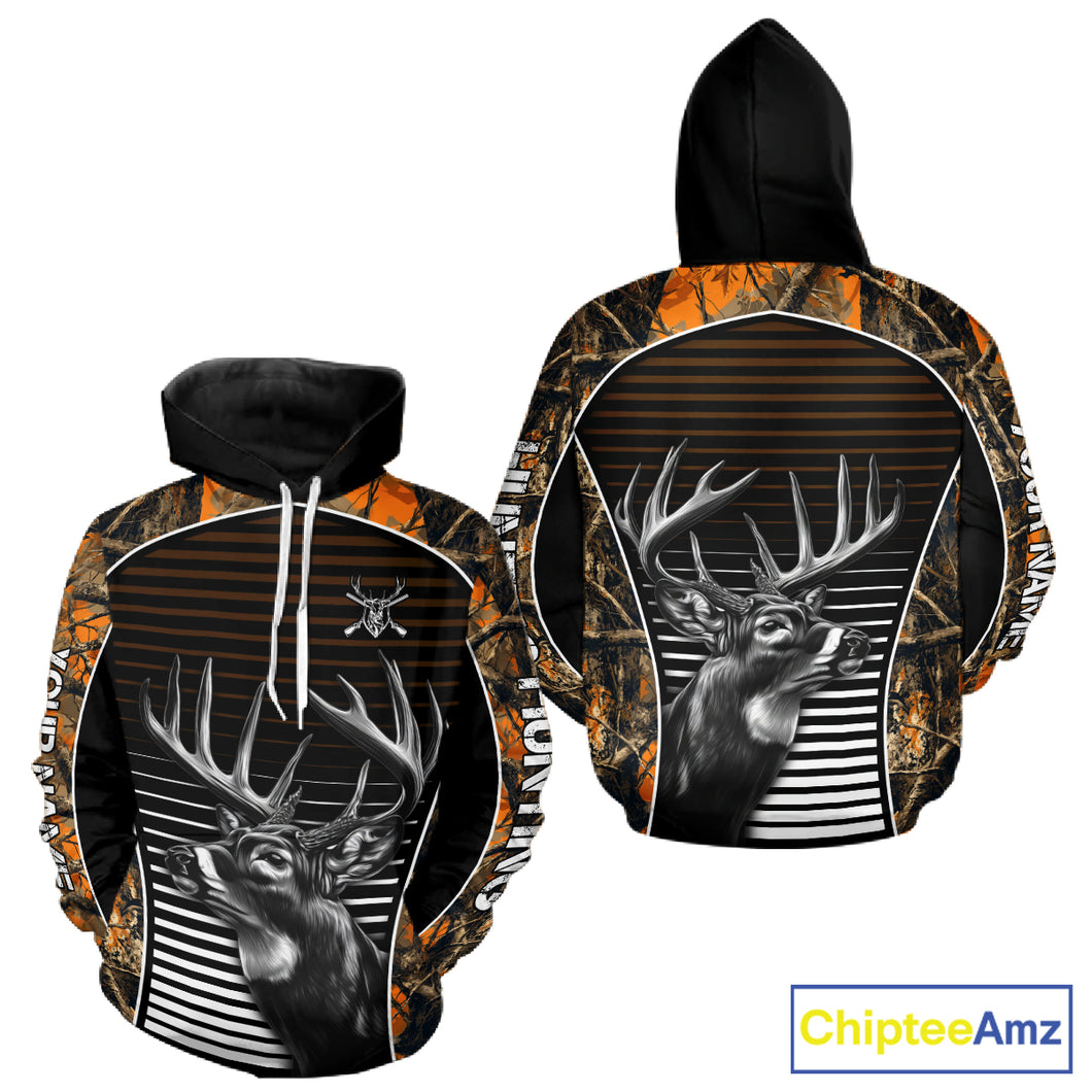 Custom Whitetail Deer Hunting Orange Camouflage 3D Printed Shirts, Hunting Gifts NBT226