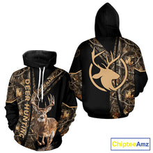 Load image into Gallery viewer, Personalized Whitetail Deer Hunting 3D All Over Printed Hoodie Brown Camouflage NBT250