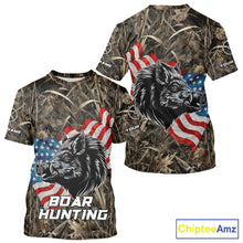 Load image into Gallery viewer, Custom Wild Boar Hunting Camo Full Printing US Flag Shirts Boar Hunting Gifts for Hunters NBT257