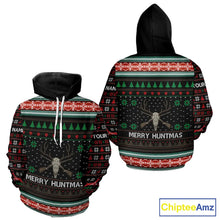 Load image into Gallery viewer, Merry Huntmas Deer Hunting Skull Custom Name Ugly Christmas All Over Printed Shirts, Christmas Gift NBT299