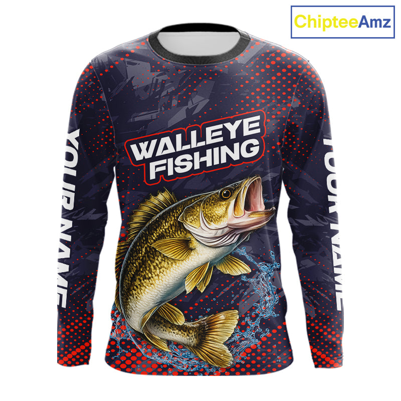 Personalized Walleye Fishing Shirts Purple Camo, Walleye Fishing Tounament Shirts NBT443