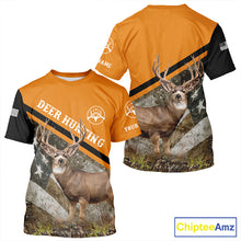 Load image into Gallery viewer, Deer Hunting Orange Camo American Flag 3D Shirt Custom Name Perfect Gift for Hunters NBT266