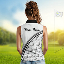 Load image into Gallery viewer, Golf Ball Gray Pattern Womens Sleeveless Golf Polo Shirts Custom Name Golf Ball Pattern, Golf Attire For Womens NBT561