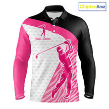 Load image into Gallery viewer, Pink Zebra Pattern Mens Golf Polo Shirts Custom Name Gift For Golf Lovers NBT580