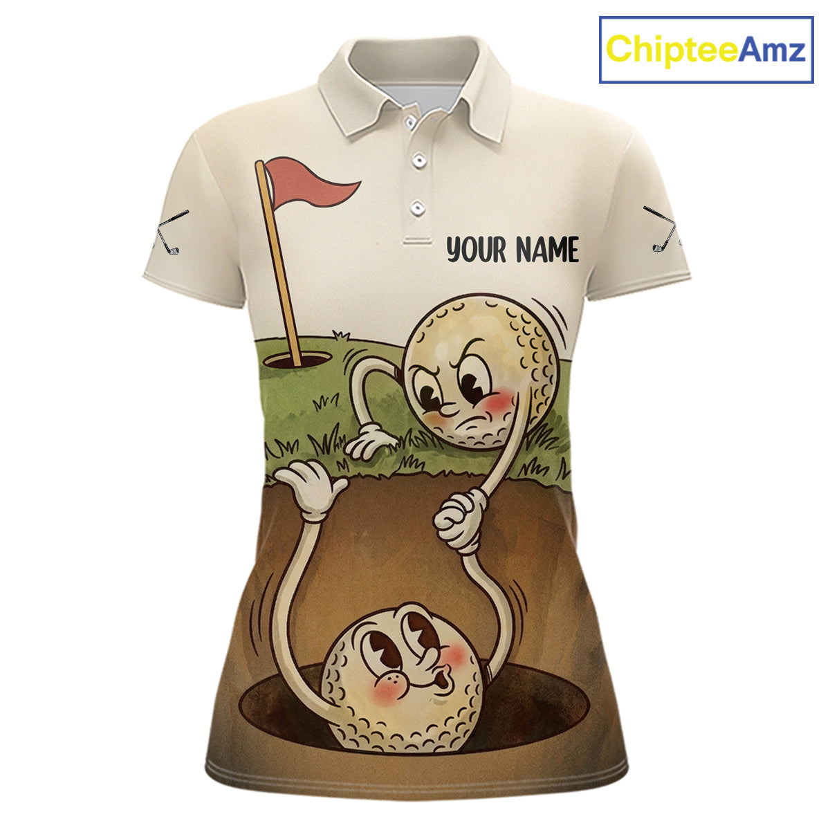 Vintage Funny Golf Ball Custom Team Polo Shirt, Personalized Womens Golf Polo Shirt, Golf Lovers Gift NBT608