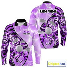 Load image into Gallery viewer, Mens Golf Polo Shirt Holographic Marble Golf Pattern For Team, Golf Attire For Men|Purple NBT727